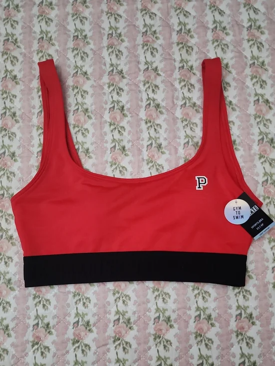 NWT PINK Ultimate Victoria's Secret Red Gym To Swim Sports Bra XS XP