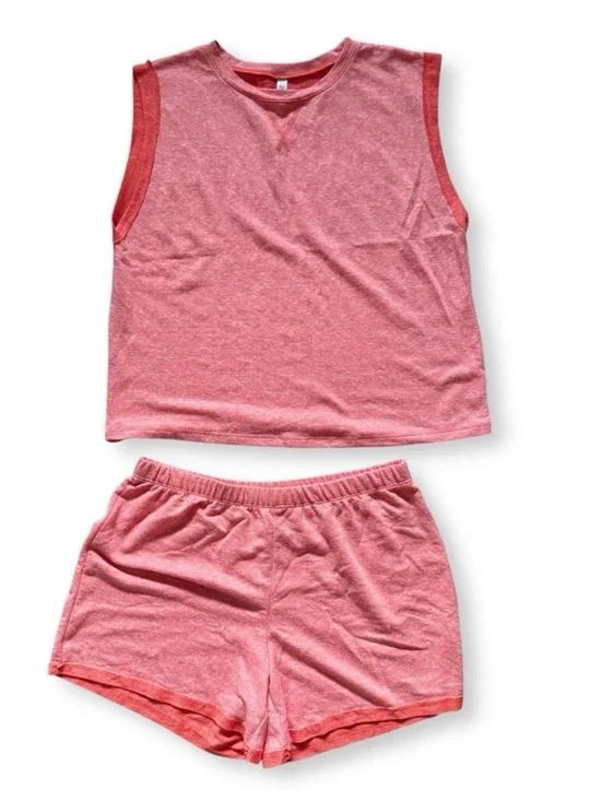SO French Terry Pajama Lounge Set Coral Pink Women’s Medium