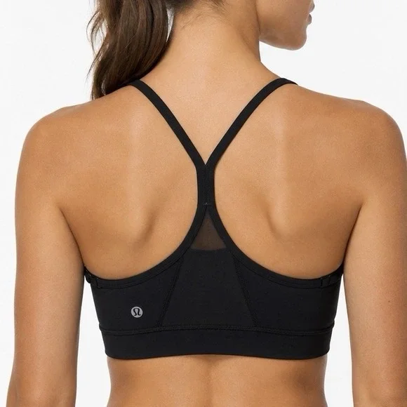 Lululemon Flow Y Bra Nulu Black Light Support Yoga Athleisure Sports Bra Size 12