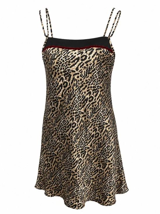 Delicates Leopard Print Satin Chemise Nightgown | Petite Medium