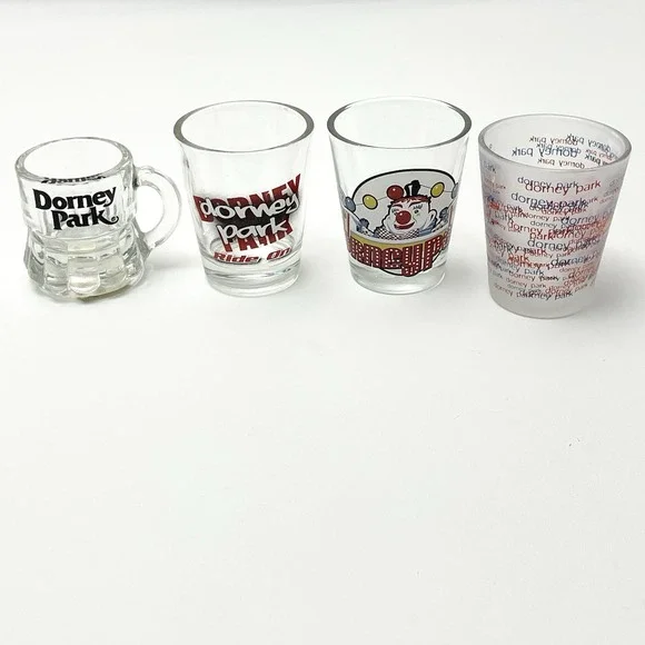 Set Of‎ 4 Dorney Park Shot Glasses Souvenirs