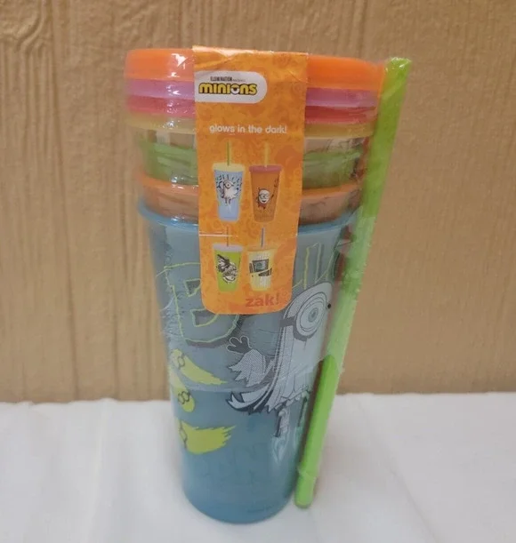 ZAK! Minions Glow In the Dark Tumblers Includes Matching Straws 4 pk 24 oz