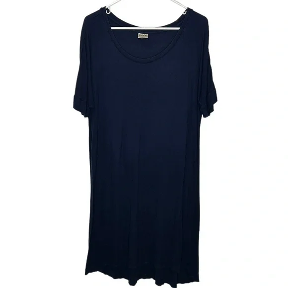 Soma Ribbed Sleep Shirt Women's Large Navy‎ Blue Short Sleeve Loungewear