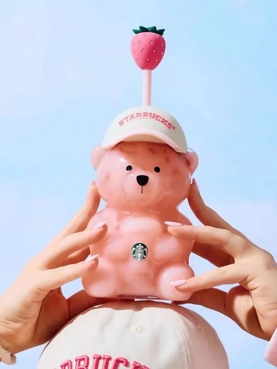 Starbucks Pink Bear barista cup with Strawberry Topper NWT 7/13 drop 2026