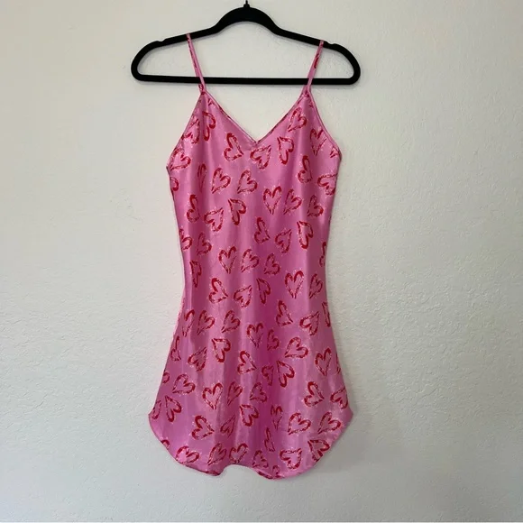VTH Y2K Moon Dance Slip‎ Nightgown Pink Heart Valentine’s Day Women’s Size Small