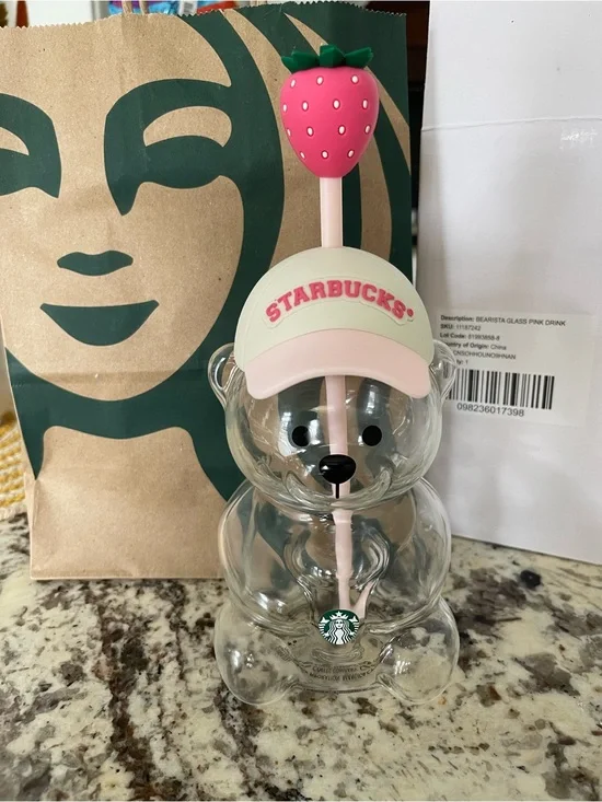 New Starbucks Clear Bear Tumbler with Pink Strawberry Straw 07/13/26 launch day