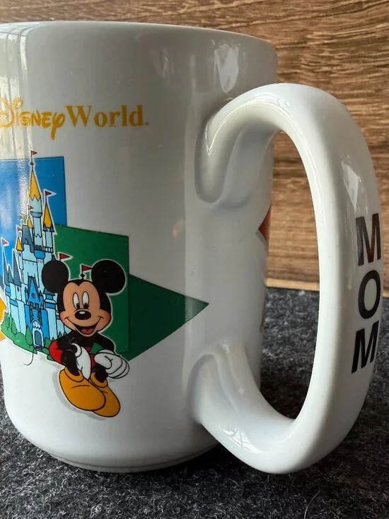 Disney Parks Mom Mug Four Parks One World Mickey Pluto 14oz Ceramic Cup Vintage