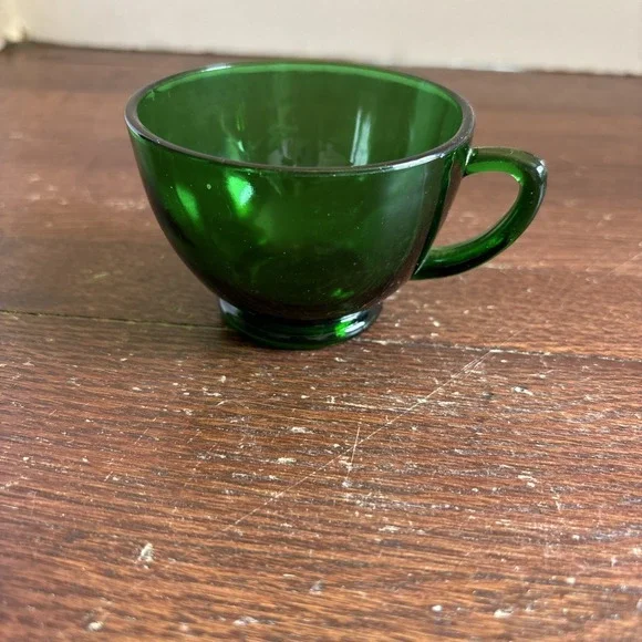Vintage Anchor‎ Hocking Forest Green Glass Punch Cup 3 1/4
