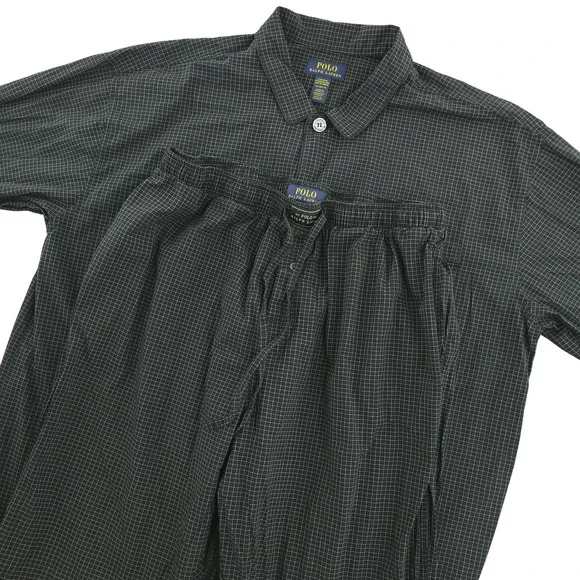 Polo Ralph Lauren Pajama Set Mens XL Black Check 2 Piece Long Sleeve Sleepwear