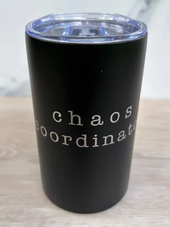 Chaos Coordinator Tumbler 12 oz Black Stainless Steel Insulated Coffee Mug