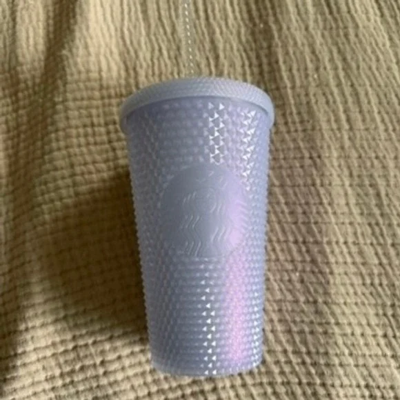 Starbucks 16oz Pearl Iridescent Studded Cold Cup Tumbler w Straw 011127106