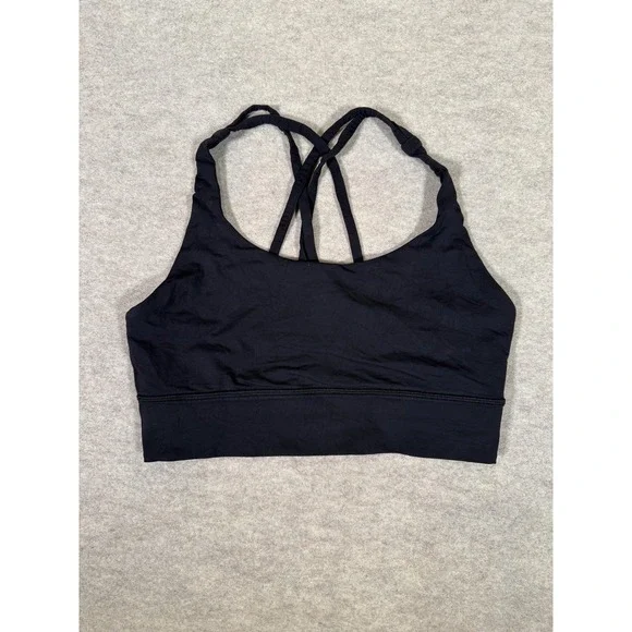 Lululemon Sports Bra Womens 8 Black Strappy Crossback Yoga Athletic Gym Running