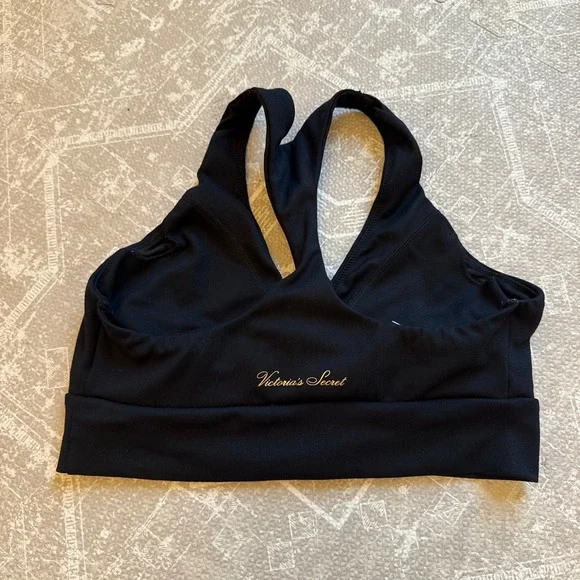 Victoria's Secret Sports Bra Women Medium Black Twist Front Racerback Activewear