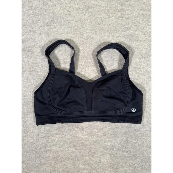 Lululemon Sports Bra Womens 34 Black Adjustable Straps Hook & Eye Yoga Running