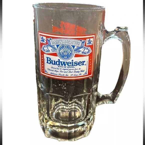 Huge VTG BUDWEISER Bud Beer GLASS 
