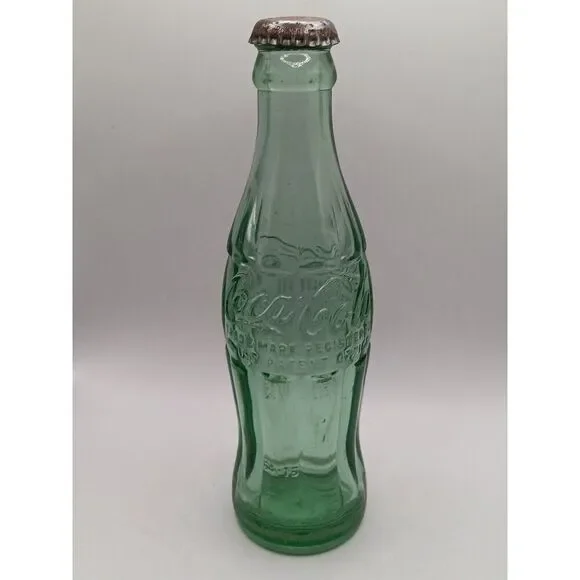 Vintage Coca Cola 6 1/2 oz. Green Glass Bottle Wilmington De W/ Cap 63-90