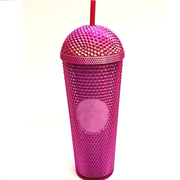 Starbucks 2025 Iridescent Pink Domed Studded 24oz Venti Cold Cup Tumbler NEW