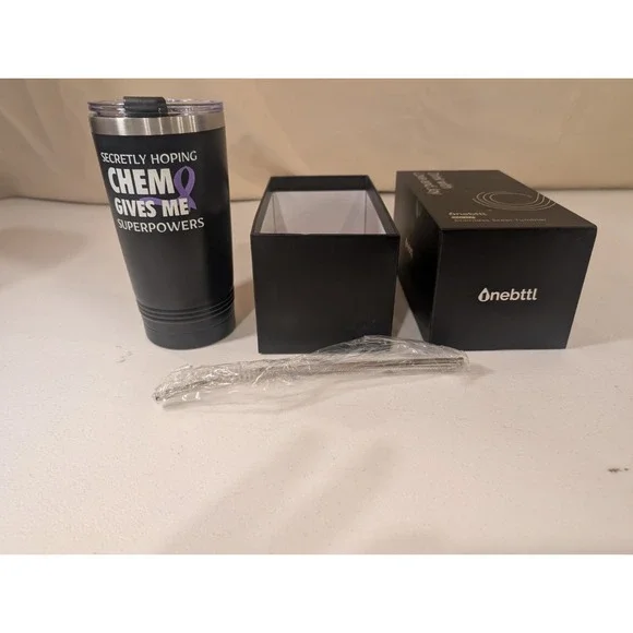 Onebttl Chemotherapy Tumbler 20oz w/ Straw Gift for Cancer Survivor New‎ Boxed