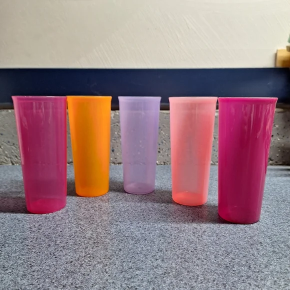 Tupperware 16oz Tumblers, #5107L-8,-4,-11,-14-12 Vintage, Set of 5