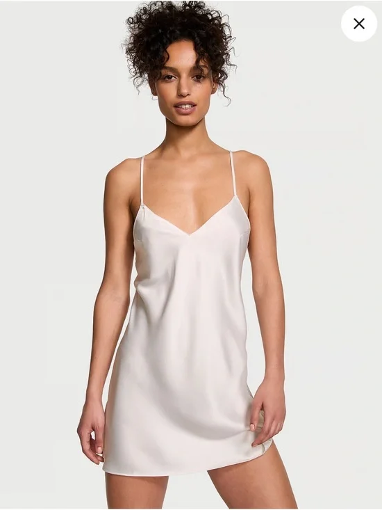 Victoria’s Secret Satin Slip Mini Dress Sage Green V Neck L Y2K