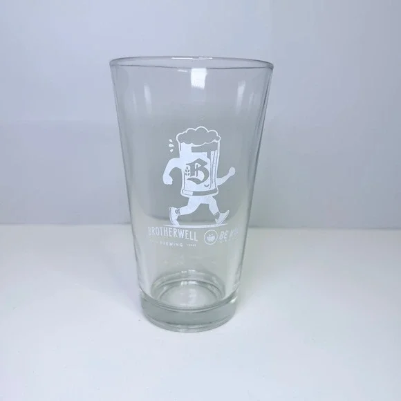 Brotherwell Brewing Waco Texas Pint Glass Be Kind Coffee Running Mug Clear 16oz