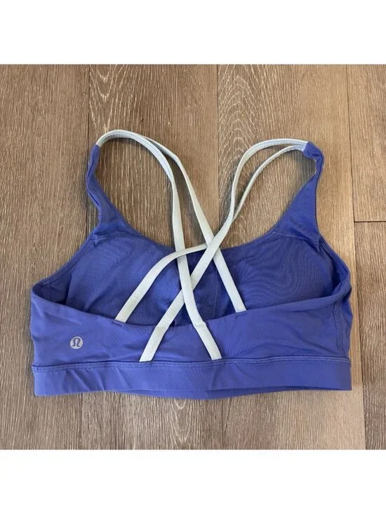Lululemon Women's Sports Bra Blue Size 8 Criss-Cross Back Straps Yoga Workout