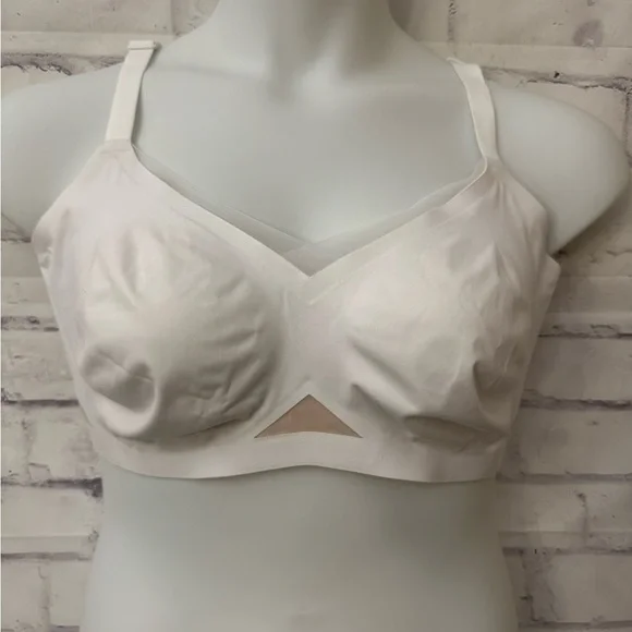 Honeylove‎ Cross Over Bra Astral White 2X 42 C/D Wire Free Mesh Convertible
