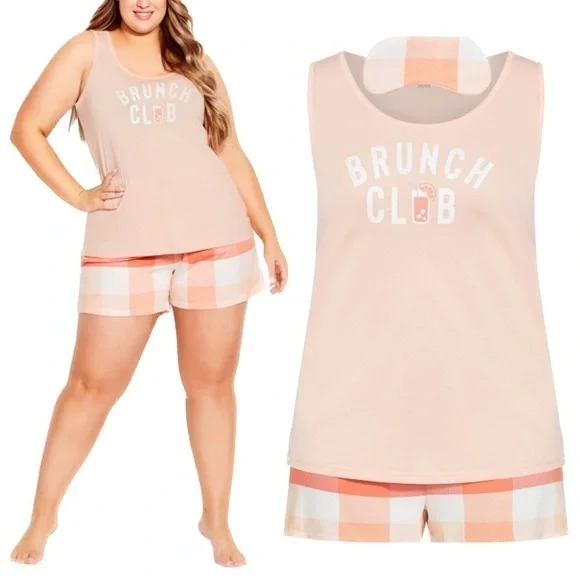AVENUE BODY 26/28W 3 Piece Brunch Club Tank Shorts Sleep Mask Set (V2.10)