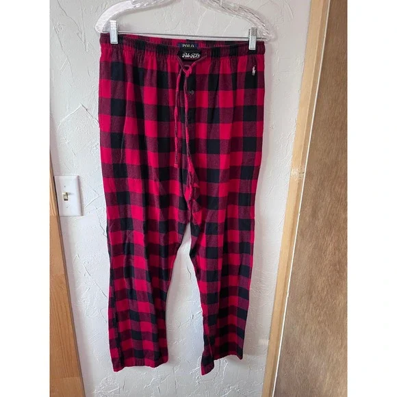 Polo Ralph Lauren Red Black Buffalo Plaid‎ Flannel Pajama Pants Mens Large L