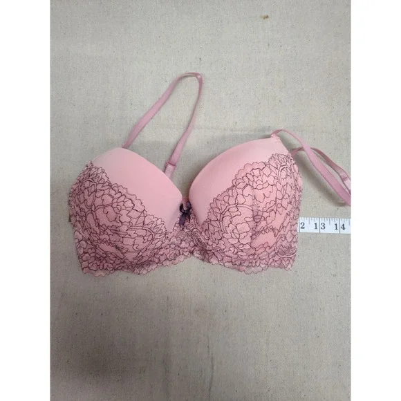 Pink Floral Lace Padded Underwire Push‎ Up Bra 34C BP5591