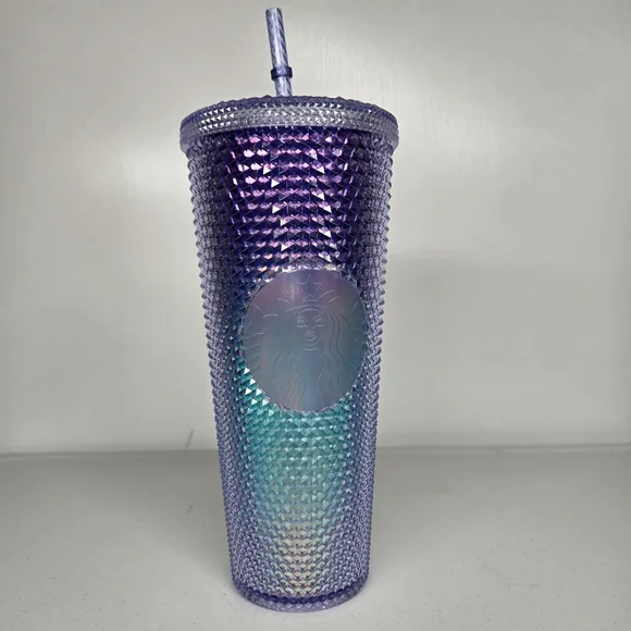 Starbucks RARE Purple Aqua Ombre Mermaid Studded Bling Tumbler Cup 24oz 2021‎