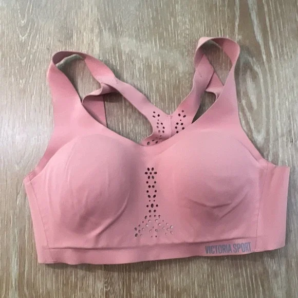 Victoria's Secret Victoria Sport bra 32C Angel Max Pink Peach‎ Racer back padded