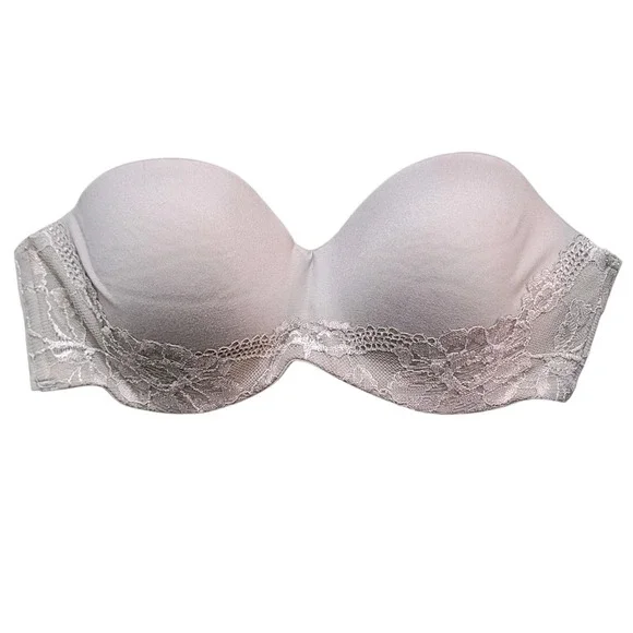Victorias Secret Body‎ by Victoria Gray Lined Strapless Bra 34B Underwire Formal