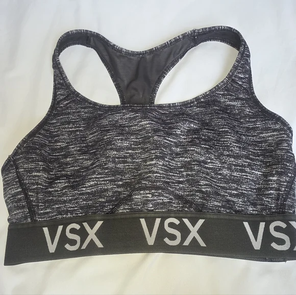 VSX Gray Heathered Patterned Racer Back Sports Bra Size Large