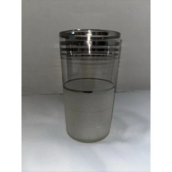 Vintage Barware‎ Frost Bottom Glass Silver Bands Drinking Glass West Virginia