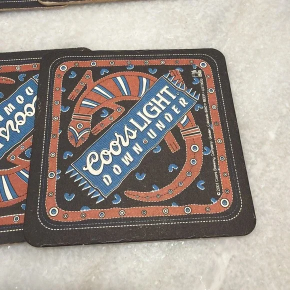 Coors Light Down Under Beer Coasters Cardboard- Set‎ Of 10 Vintage 2 Sided