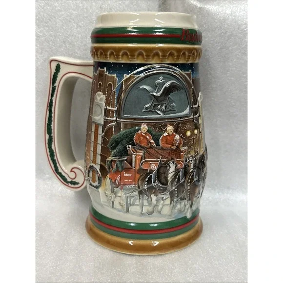1997‎ Budweiser Holiday Stein Home For The Holidays Ceramic Collectible