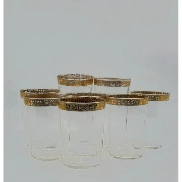 Set of 8 Stettson‎ 18k Gold Rimmed Glasses
