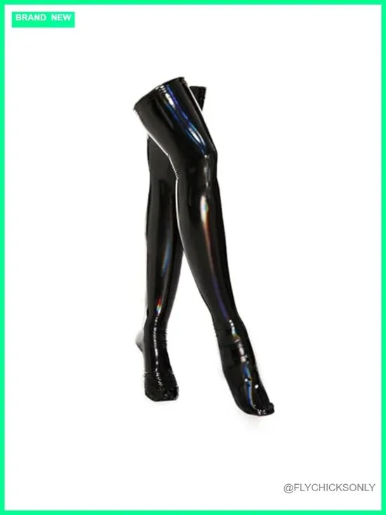 Shiny PU Thigh High Stockings Over Knee Elastic Shaping Socks
