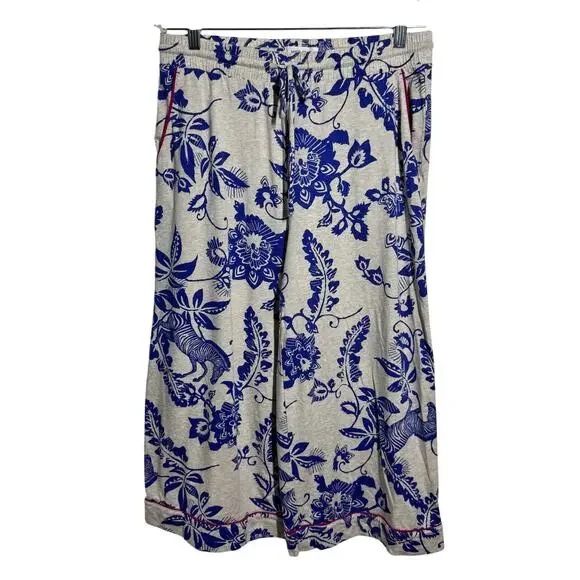 White Stuff Organic Cotton Natural Trina Cropped Jersey‎ PJ Bottoms Women S Blue