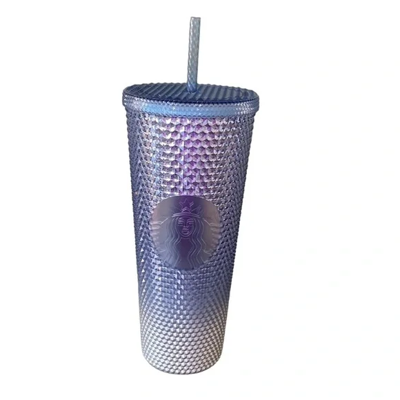 Starbucks Blue‎ Silver Icicle Ombre Bling Studded Venti 24 Oz Tumbler 2023 NWT