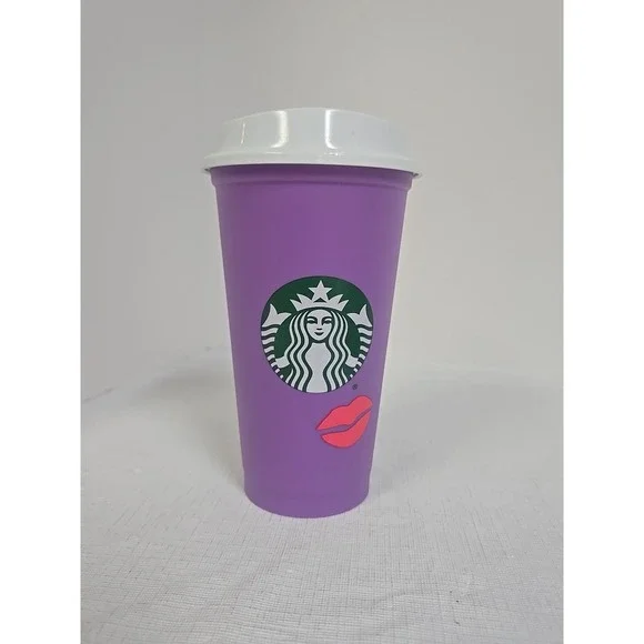 Starbucks Reusable‎ Valentines Kiss 2013 Color Change 16 Oz Cup With Lid Siren