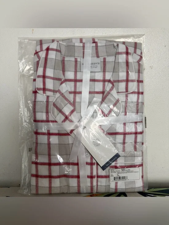 Women’s Boll & Branch Loungewear Plaid Flannel Button Down Sleep Shirt Medium