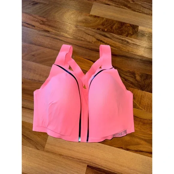 Victoria Sport Pink Front Zip High Support Sports Bra  Gym Women 34DDD angel max