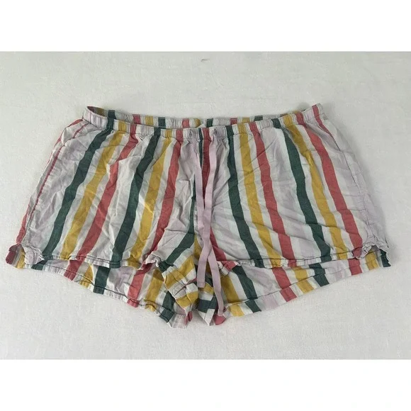 Old Navy PJ Shorts W XL Color Stripe Drawstring Sleepwear‎ Rainbow Beach Summer