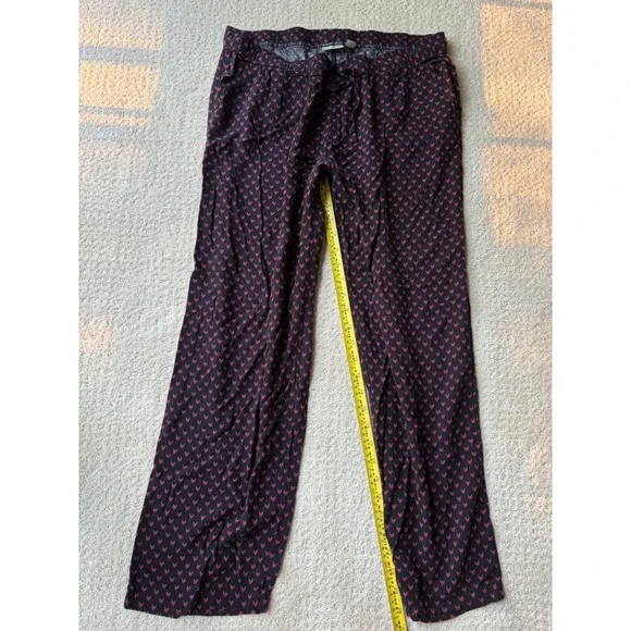 Blue Motion Womens Pajama Pants Black Pink Geometric Chevron Print Lounge L XL