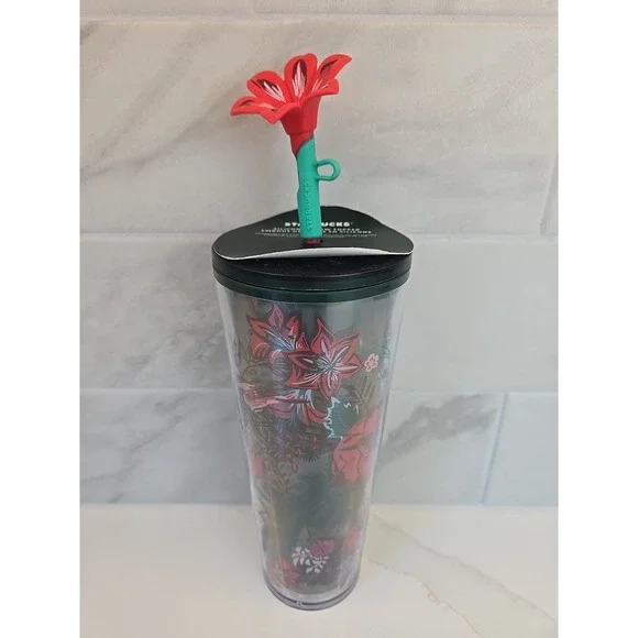 Starbucks Holiday 2022 Poinsettia Venti Tumbler (Dent On‎ Straw)