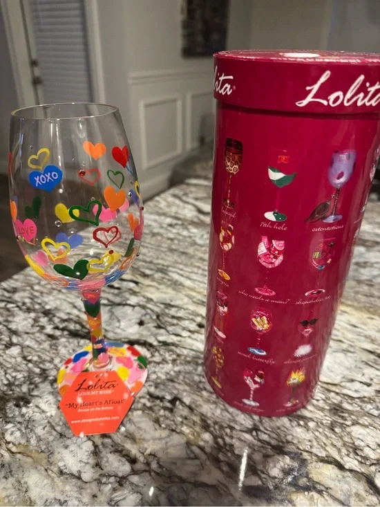 Lolita Pink and Red Hand-Painted Glass Base