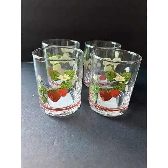 Transpac Everyday Is A Holiday Strawberry Juice Glasses Set (4) Cocktail Cottage