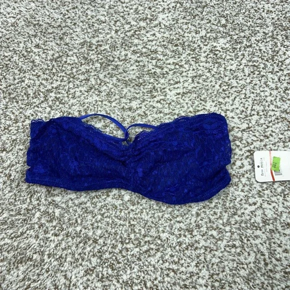 Free People Bra Womens Extra‎ Small Blue Lace Bandeau Intimately Sheer Bralette